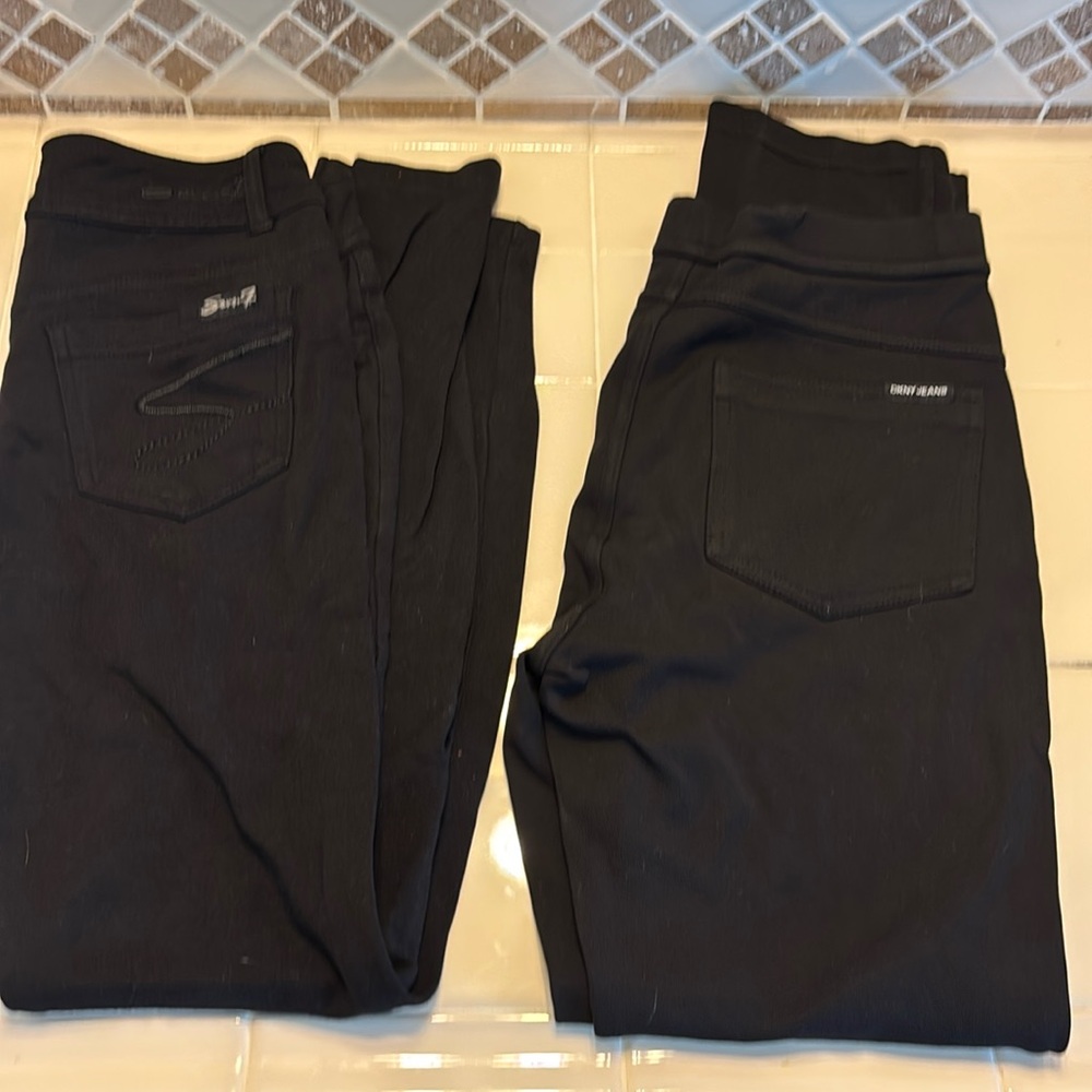 Two pairs of pants;
1. Black DKNY Jeans and 
2. seven 7️⃣ brand.